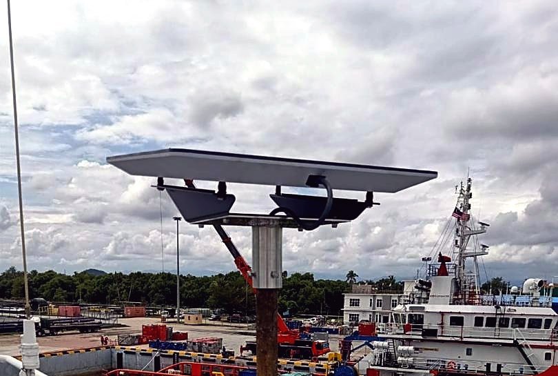 Starlink antenna installed on a vessel